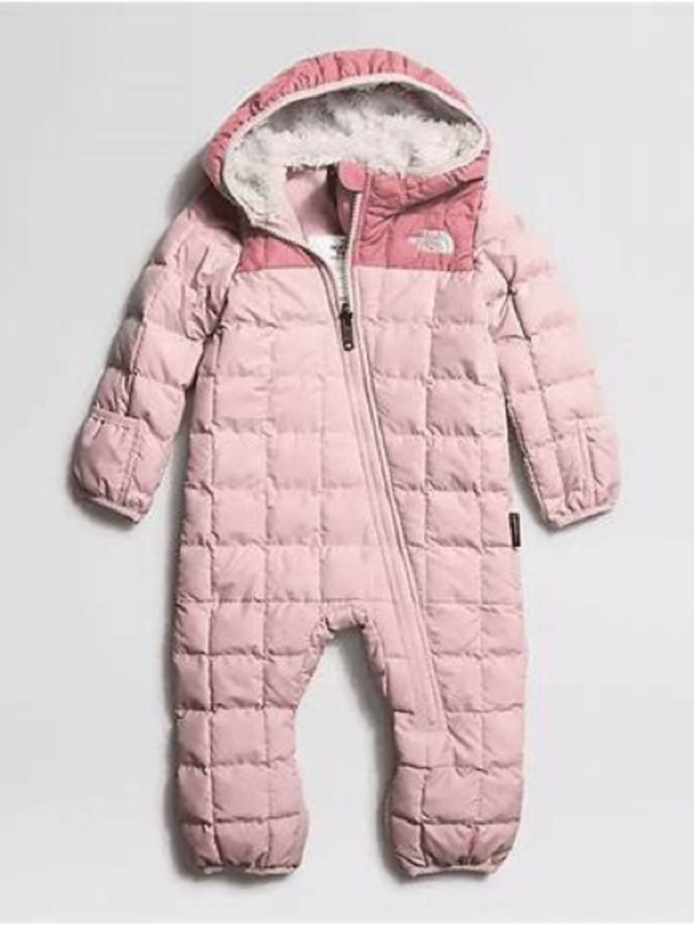 NWT - The North Face Baby Pink Quilted One-Piece Snowsuit Thermoball 6-12m